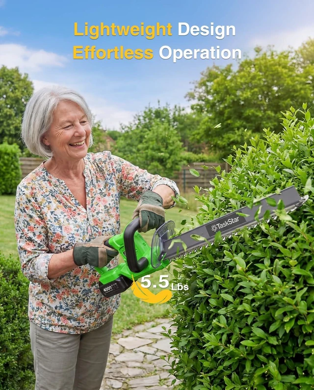 Alt view image 7 of 7 - 22" Hedge Trimmer Cordless with Debris Remover, 2x4.0Ah Batteries | Dual-Action SK5 Blade 20V Electric Bush Trimmer, All-Around Trimming, 2800 SPM, Battery Hedge Clippers for Shrub Garden Yard