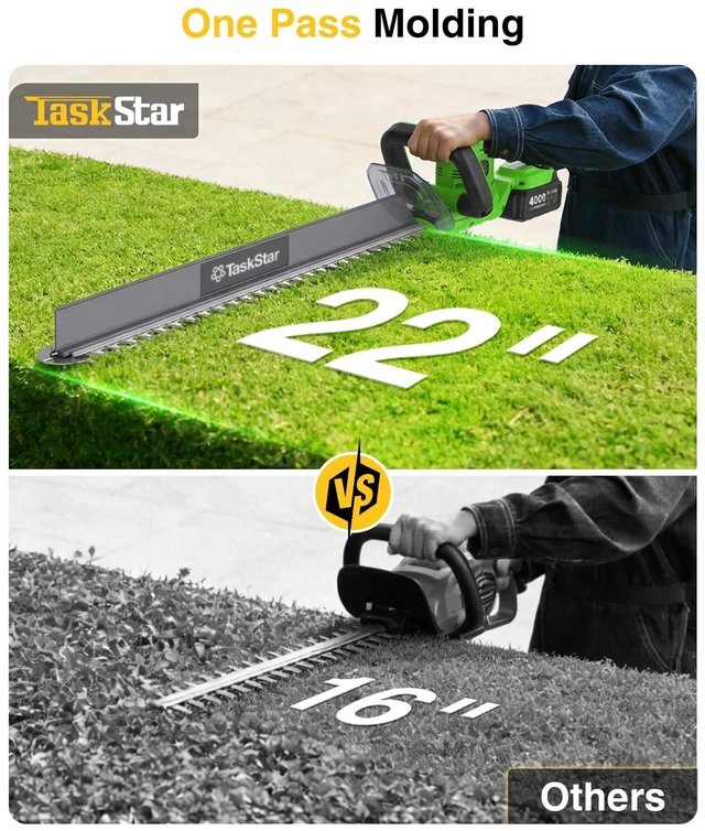 Alt view image 6 of 7 - 22" Hedge Trimmer Cordless with Debris Remover, 2x4.0Ah Batteries | Dual-Action SK5 Blade 20V Electric Bush Trimmer, All-Around Trimming, 2800 SPM, Battery Hedge Clippers for Shrub Garden Yard