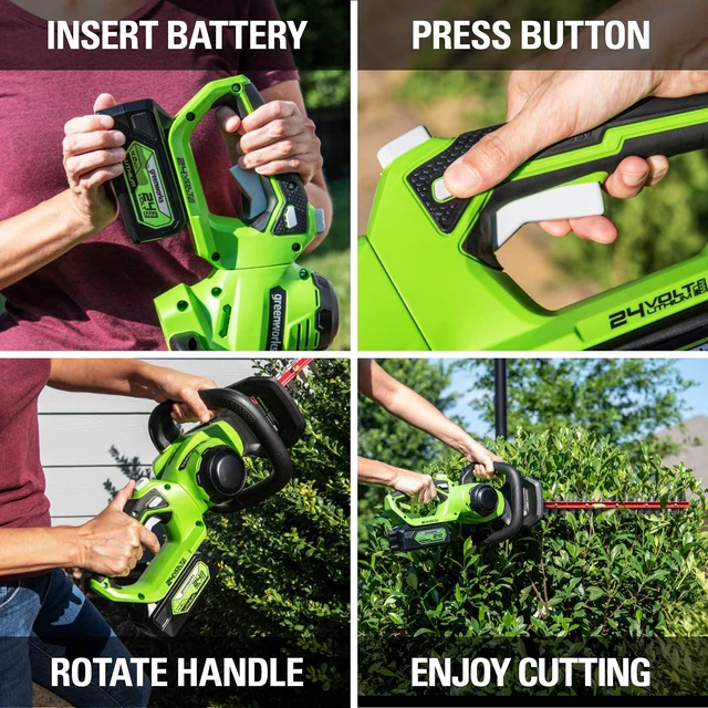Alt view image 4 of 7 - 24V 22" Cordless Laser Cut Hedge Trimmer, 4.0Ah USB Battery and Charger Included