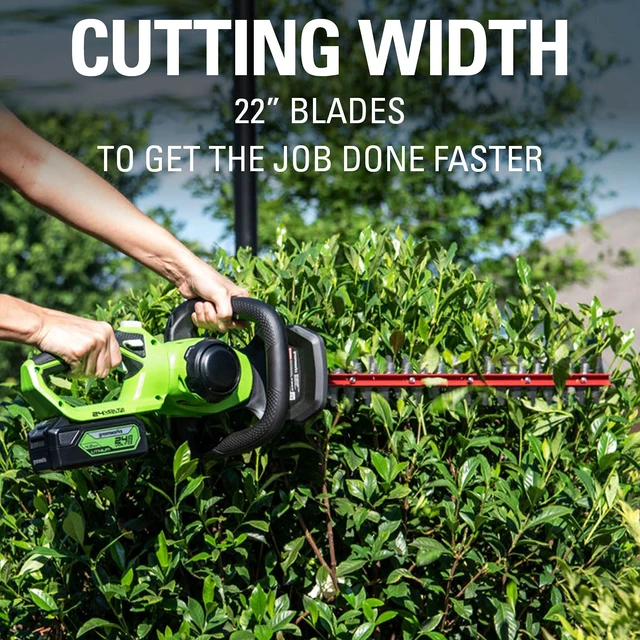 Alt view image 7 of 7 - 24V 22" Cordless Laser Cut Hedge Trimmer, 4.0Ah USB Battery and Charger Included