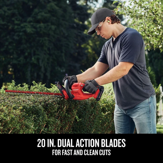 Alt view image 4 of 7 - V20 Cordless Hedge Trimmer with Battery and Charger Included, 20 in. Blade, Rechargeable Bush Trimmer Cordless, Lightweight (CMCHT810C1)