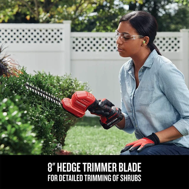 Alt view image 4 of 7 - V20 4 In. Cordless Handheld Grass Trimmer and 8 In. Mini Hedge Trimmer, Battery and Charger Included, Rechargeable 2 in 1 Grass Shear and Bush Trimmer (CMCSS800C1)