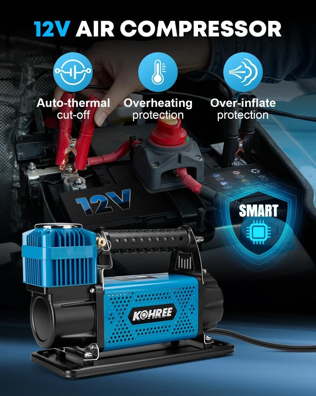 Alt view image 3 of 7 - 12V Air Compressor, 7.06 CFM Fast Tire Inflator, Heavy Duty | Tire Pump with Max 150 PSI for Offroad Truck, RV, 4x4 Vehicles