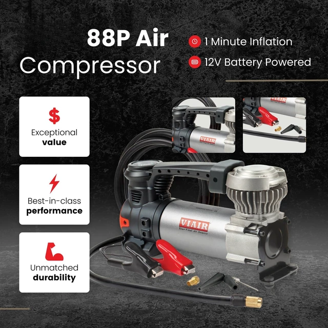 Alt view image 2 of 6 - 88P 00088 12V Portable Air Compressor Kit for Car and Truck Tires | Portable 12V Air Compressor Delivers Up To 120 PSI For Cars, Trucks, SUVs, Jeeps, RVs, And Tires Up To 33 Inches.