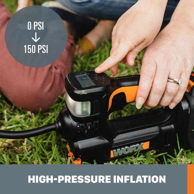 Alt view image 4 of 7 - Cordless Tire Inflator 20V Air Compressor, WX092L | 150 PSI Max Pressure; Digital Pressure Gauge; Auto Shut-Off; 2.0Ah Battery & Charger Included; PowerShare
