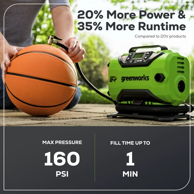 Alt view image 3 of 7 - 24V Cordless Tire Inflator, 160 PSI Portable Air Compressor, 2 Power Sources, Auto Shut Off, for Car, Bicycle, Motorcycle, Air Boat, Inflatables With 2.0 Ah Battery & 2A Charger