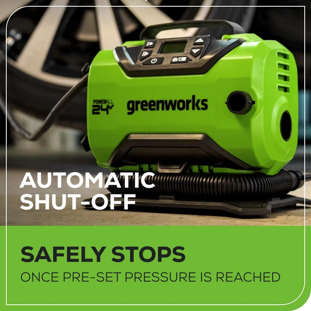 Alt view image 5 of 7 - 24V Cordless Tire Inflator, 160 PSI Portable Air Compressor, 2 Power Sources, Auto Shut Off, for Car, Bicycle, Motorcycle, Air Boat, Inflatables With 2.0 Ah Battery & 2A Charger