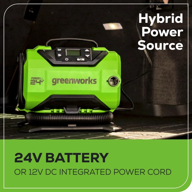 Alt view image 7 of 7 - 24V Cordless Tire Inflator, 160 PSI Portable Air Compressor, 2 Power Sources, Auto Shut Off, for Car, Bicycle, Motorcycle, Air Boat, Inflatables With 2.0 Ah Battery & 2A Charger