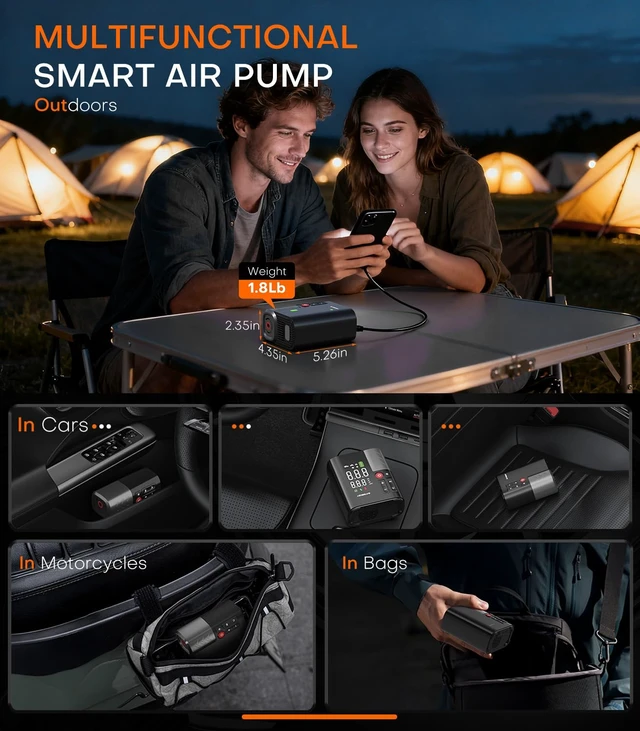 Alt view image 6 of 7 - Tire Inflator Portable Air Compressor, 35s Faster Air Pump with APP, 160PSI 48LPM 10400mAh Electric Tire Pump, 45W Charging, Cordless Tire Inflator for Car SUV Truck Pickup RV
