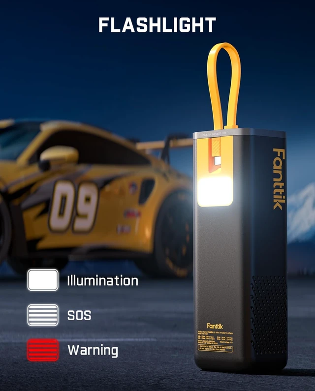Alt view image 5 of 7 - X9 APEX Portable Air Compressor for Car Tires, 35s Fast Inflation | 150PSI Cordless Tire Inflator with Light and Power Bank, Handed Inflator for SUV, Sedan, Motorcycle, Bike, Ball,Racing Yellow