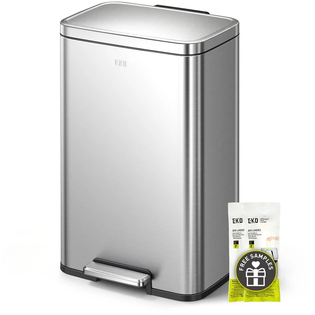 Main image of Madison Brushed Stainless Steel 13.2 Gal/50L Kitchen Step Trash Can or Recycling Bin, Removable Inner Liner, Soft Close Lid, Fingerprint Resistant Finish