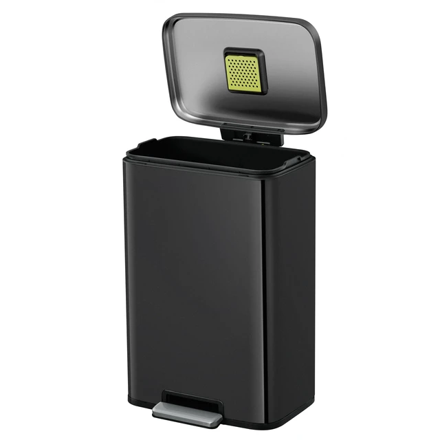 Alt view image 4 of 6 - Madison Matte Black Stainless Steel 13.2 Gal/50L Kitchen Step Trash Can or Recycling Bin, Removable Inner Liner, Soft Close Lid, Fingerprint Resistant Finish