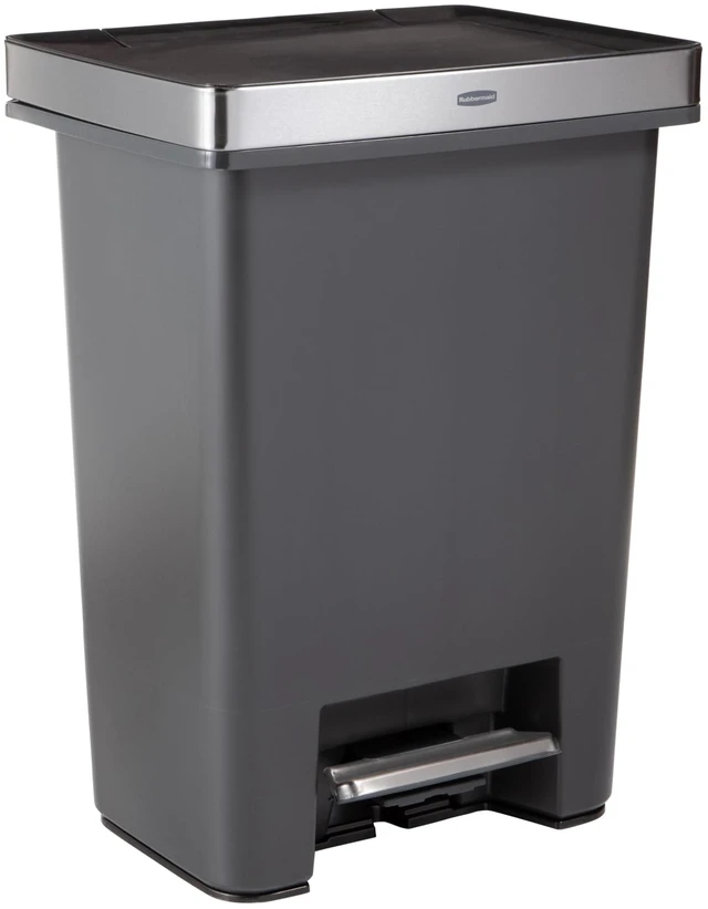 Main image of Premier High-Capacity Step-On Trash Can, 19 Gallon, Single or Dual Stream Trash or Recycling, Charcoal, Stainless-Steel Rim, Lid Lock, Quiet Lid, for Home/Kitchen/Garage/Apartment