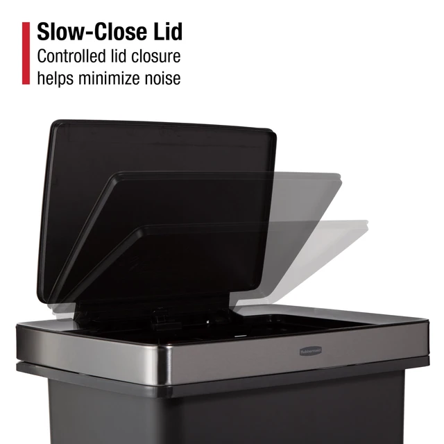 Alt view image 5 of 7 - Premier High-Capacity Step-On Trash Can, 19 Gallon, Single or Dual Stream Trash or Recycling, Charcoal, Stainless-Steel Rim, Lid Lock, Quiet Lid, for Home/Kitchen/Garage/Apartment