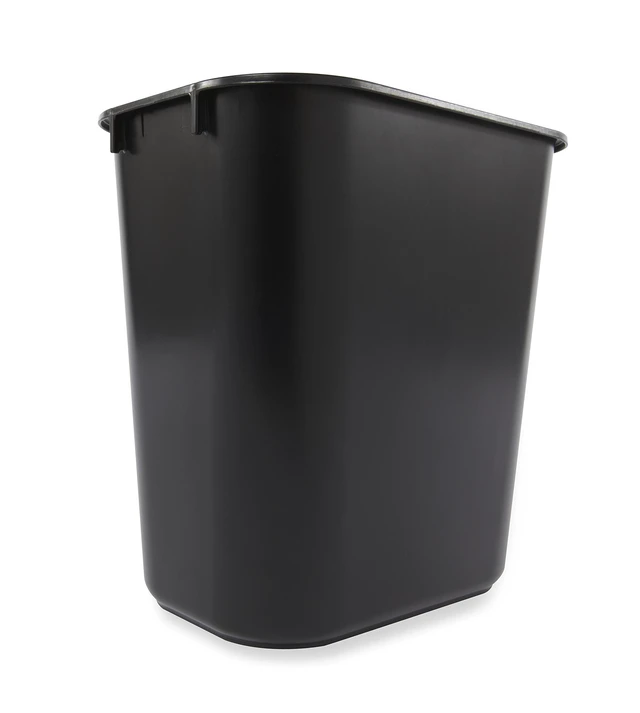 Alt view image 2 of 3 - Deskside Wastebasket/Trash Can, 3.25-Gallon/13-Quart, Black, Plastic, for Bedroom/Bathroom/Office, Fits Under Desk/Sink/Cabinet, Pack of 12