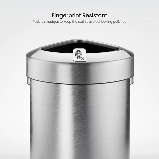 Alt view image 6 of 7 - 16 Gallon Commercial Trash Can with Removable Open Top Lid | Stainless Steel with Triangular Corner Design and Extra Strength Durability for Offices, Restaurants and Businesses, Silver