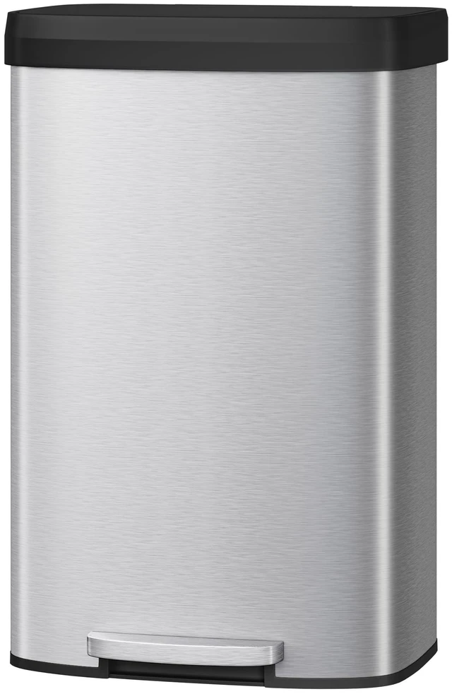 Main image of 21 gal / 80 L Stainless Steel Trash Can with Lid, Large Garbage Can for Kitchen, Rustproof Step-on Kitchen Metal Trash Bin with Liner Rim, Rear Handle, Soft Close Plastic Lid, Silver