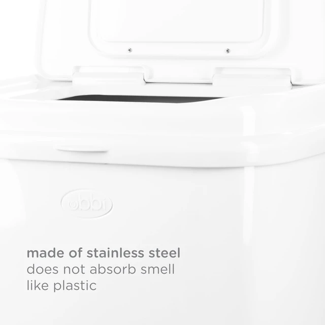 Alt view image 4 of 7 - Adult Diaper Pail, 13-Gallon Stainless Steel Incontinence Disposal Bin | Odor Locking Trash Can for Adult Diapers, Elderly Care & Caregivers, No Special Bags Required, White