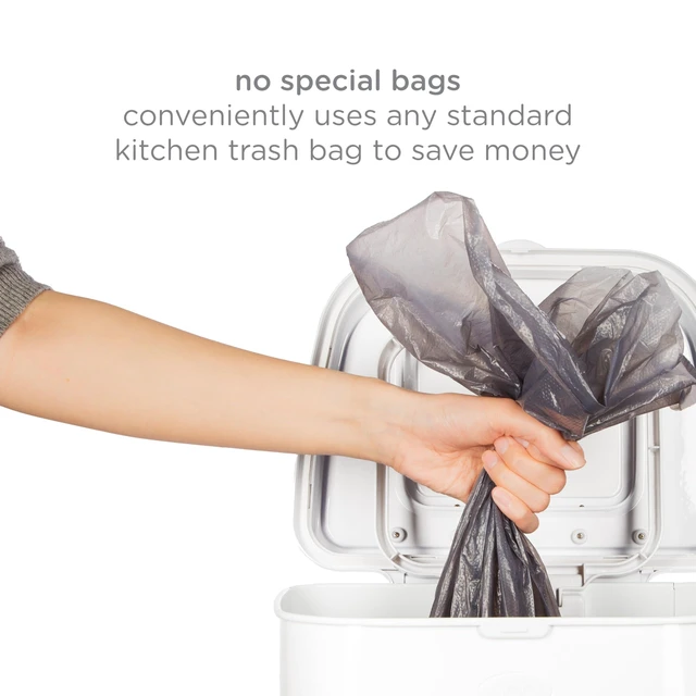 Alt view image 5 of 7 - Adult Diaper Pail, 13-Gallon Stainless Steel Incontinence Disposal Bin | Odor Locking Trash Can for Adult Diapers, Elderly Care & Caregivers, No Special Bags Required, White
