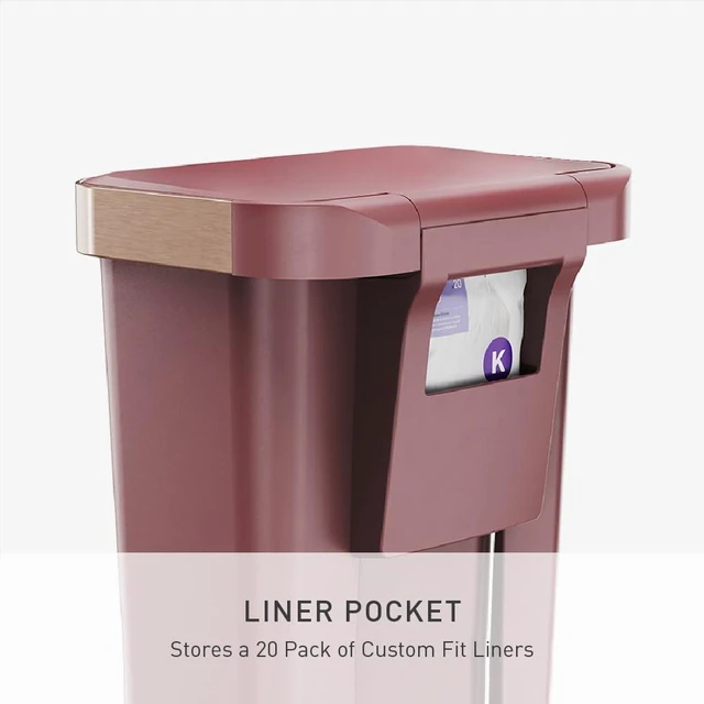 Alt view image 5 of 6 - Hybrid Step Can, 45L / 12 Gallon Rectangular Kitchen Trash Can, Studio Edition, Liner Rim System, Liner Pocket®, 150,000-Step Pedal, Lid Shox® Silent Close, Blush Plastic