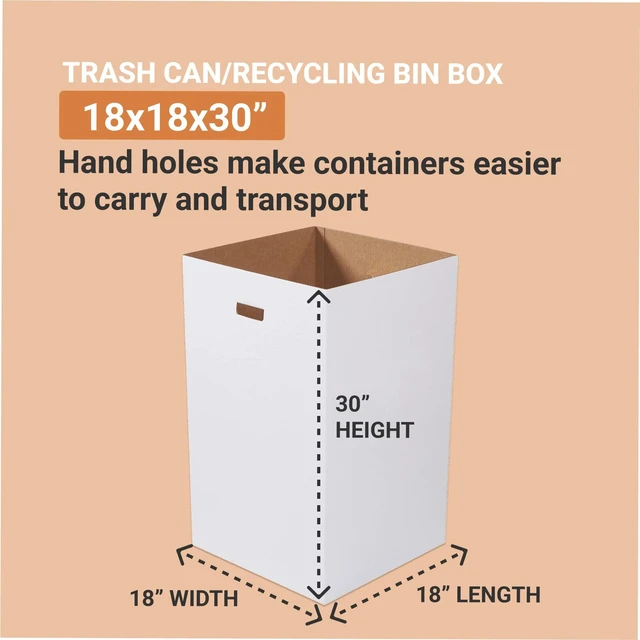 Alt view image 2 of 4 - 40 Gallon 18" L x 18" W x 30" H 10-Pack Cardboard Trash Cans and Recycling Bins, Reusable or Disposable Pop Up Garbage Boxes for Parties, Outdoor Events, Heavy Duty, Plain