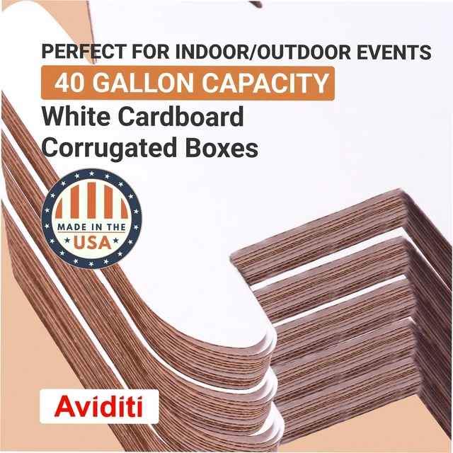 Alt view image 3 of 4 - 40 Gallon 18" L x 18" W x 30" H 10-Pack Cardboard Trash Cans and Recycling Bins, Reusable or Disposable Pop Up Garbage Boxes for Parties, Outdoor Events, Heavy Duty, Plain