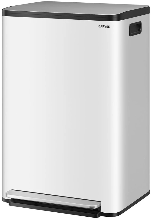 Main image of 13 Gallon Trash Can Kitchen Garbage Bin with Removable Inner Buckets 50L Stainless Steel Step-on Metal Large Waste Cans with Soft Close Lid White