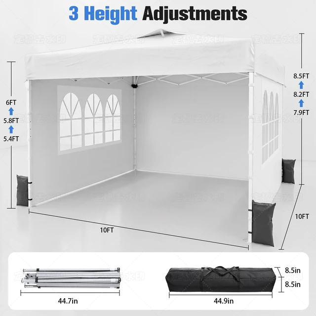 Alt view image 2 of 7 - 10x10 Pop Up Canopy Tent with Dual Vented Roof, One Push Setup, White | 210D Water-Resistant, UPF 50+ UV Protection, Steel Frame, for Patio, Camping & Events