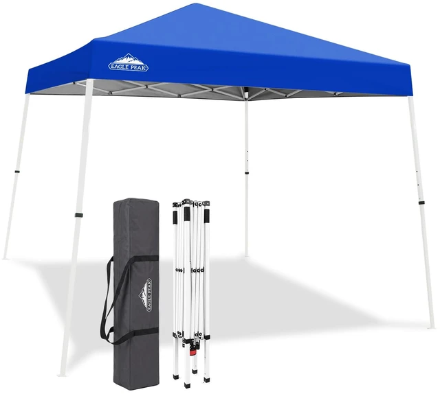 Main image of 10x10 Slant Leg Pop Up Canopy Tent, Blue | PeakPush Center Lock, Easy 1 Person Setup Pop Up Tent, Portable Sports & Camping Shelter, 10x10 Base 8x8 Top, Carry Bag