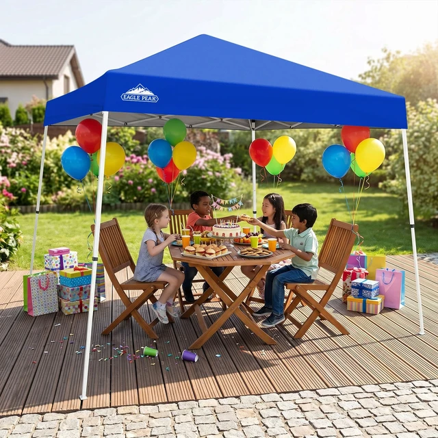 Alt view image 7 of 7 - 10x10 Slant Leg Pop Up Canopy Tent, Blue | PeakPush Center Lock, Easy 1 Person Setup Pop Up Tent, Portable Sports & Camping Shelter, 10x10 Base 8x8 Top, Carry Bag
