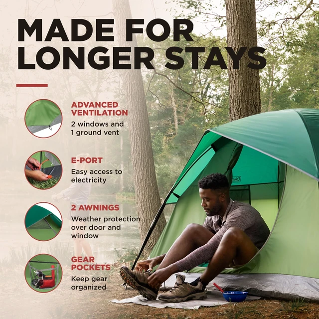 Alt view image 4 of 7 - Sundome Camping Tent with Rainfly, 2/3/4/6 Person Tent Sets Up in 10 Mins, Weatherproof Shelter for Camping, Festivals, Backyard, Sleepovers, & More