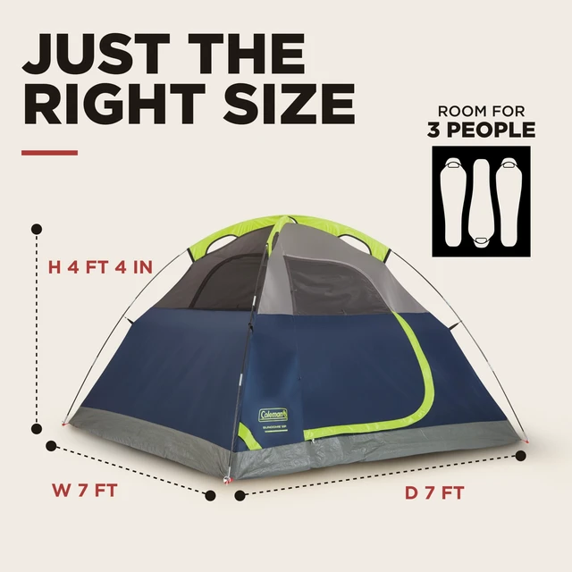 Alt view image 3 of 5 - Sundome Camping Tent with Rainfly, 2/3/4/6 Person Tent Sets Up in 10 Mins, Weatherproof Shelter for Camping, Festivals, Backyard, Sleepovers, & More