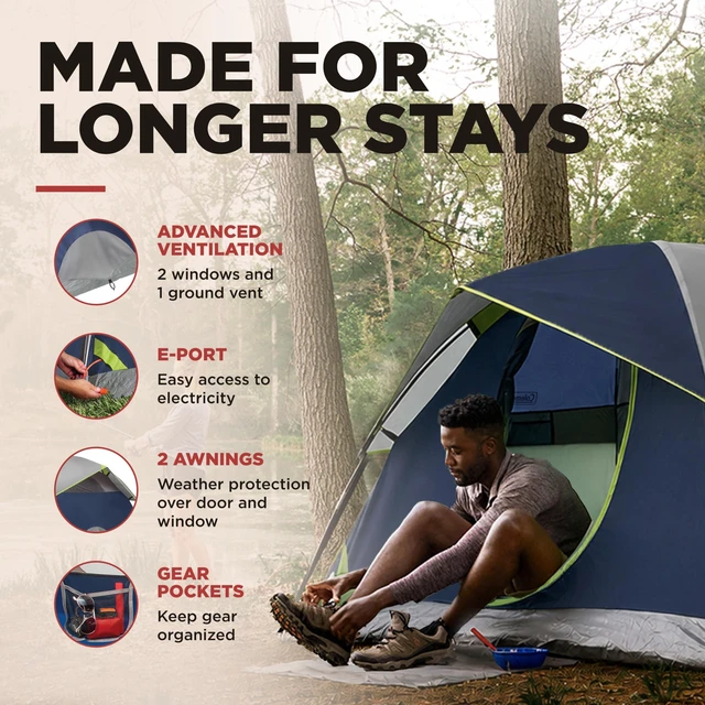 Alt view image 4 of 5 - Sundome Camping Tent with Rainfly, 2/3/4/6 Person Tent Sets Up in 10 Mins, Weatherproof Shelter for Camping, Festivals, Backyard, Sleepovers, & More