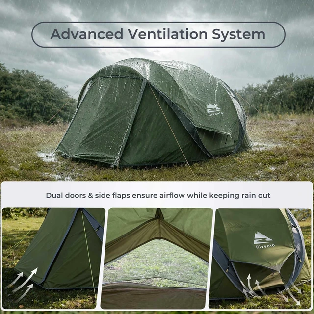 Alt view image 4 of 7 - 4 Person Easy Pop Up Tent,Camping Tent with Skylight and Rainfly,Waterproof,Quick Setup-Instant Tents for Camping Outdoor
