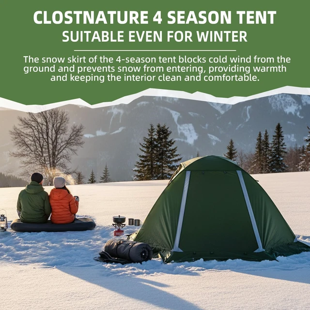 Alt view image 3 of 7 - 4 Season Backpacking Tent - 2 Person Cold Weather Winter Tent | 2 Man Snow Tent, Aluminum Pole, PU 5000, Easy Setup Tent, Lightweight, Waterproof, All Season Weather Tent for Hiking