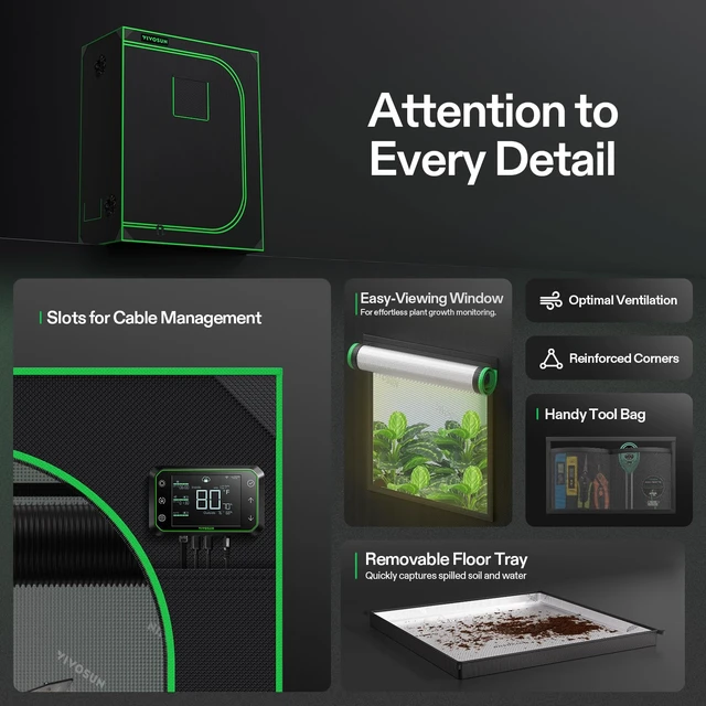 Alt view image 6 of 7 - S425 2x4 Grow Tent 48"x24"x60" High Reflective Mylar Tent | Easy View Observation Window & Floor Tray, 100% Reflective Mylar Interior, Sturdy Metal Frame for Hydroponic Setup