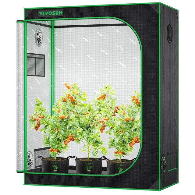 Alt view image 5 of 7 - S425 2x4 Grow Tent 48"x24"x60" High Reflective Mylar Tent | Easy View Observation Window & Floor Tray, 100% Reflective Mylar Interior, Sturdy Metal Frame for Hydroponic Setup