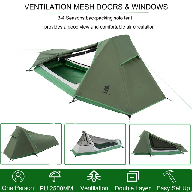 Alt view image 2 of 7 - Ultralight Solo Bivy Tent, 1 Person Backpacking Tent for Camping | Lightweight & Waterproof Solo Tent, Aluminum Poles, Double-Wall, for Camping, Hiking, Hunting, Motorcycle Adventures