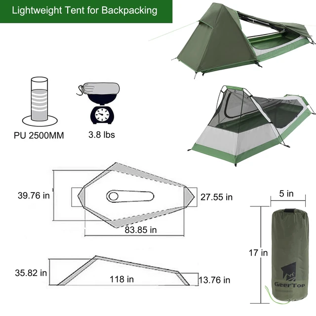 Alt view image 6 of 7 - Ultralight Solo Bivy Tent, 1 Person Backpacking Tent for Camping | Lightweight & Waterproof Solo Tent, Aluminum Poles, Double-Wall, for Camping, Hiking, Hunting, Motorcycle Adventures