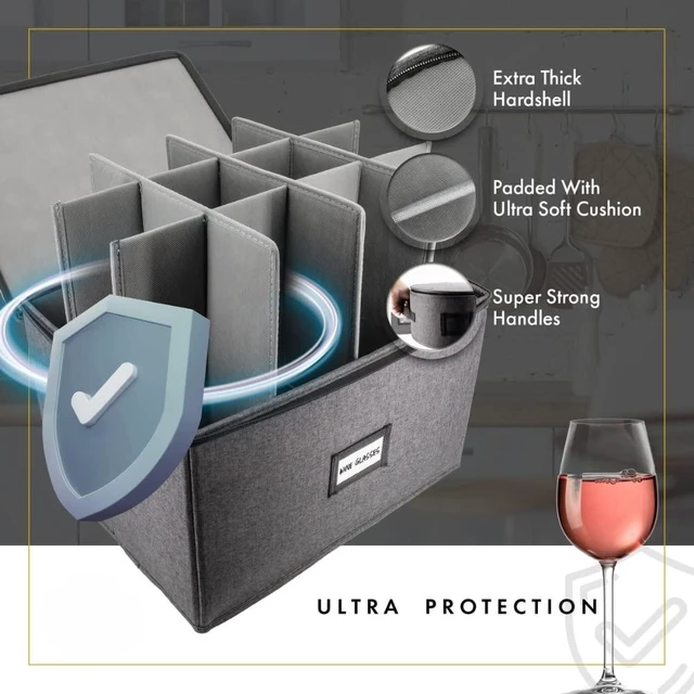 Alt view image 4 of 7 - 8pc China Storage Containers for Dinnerware with Lid | Hard shell protection, Fits plates, mugs, wine glasses, utensils & cutlery, Locking lid, handles, Kitchen & moving storage