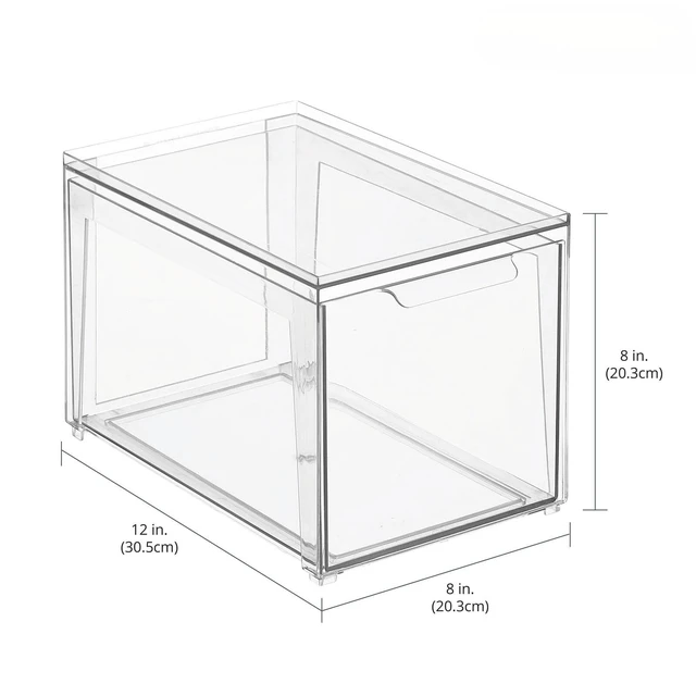 Alt view image 3 of 7 - Plastic Stackable Bathroom Storage with Pull Out Bin Organizer Drawer for Cabinet, Vanity, Shelf, Cupboard, Cabinet, or Closet Organization - Lumiere Collection - 4 Pack - Clear