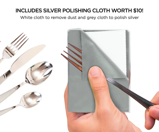 Alt view image 5 of 7 - Silverware Storage Box Silverware Chest Case for Silver Flatware with Lid | Serves 14 With Tarnish Proof Dual Tone Outer Finish Felt Lining Inside and Drawer Includes Silver Polishing Cloth