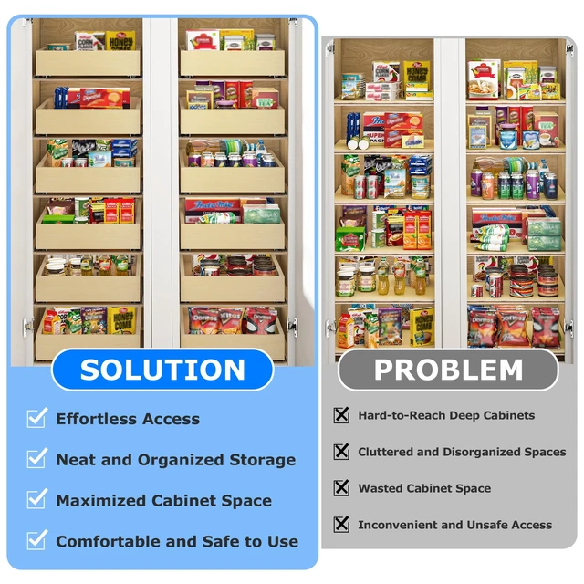 Alt view image 3 of 7 - Soft Close Pull Out Cabinet Organizer, 32" W x 22" D Pull Out Drawer for Cabinet, Bottom Mount Pull Out Drawers for Kitchen Cabinets, Durable Pullout Drawers for Home & Kitchen Organization