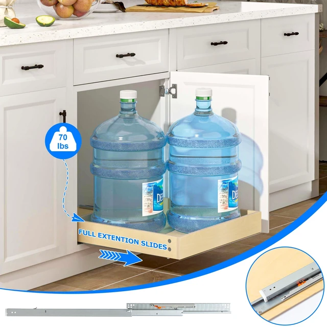 Alt view image 6 of 7 - Soft Close Pull Out Cabinet Organizer, 32" W x 22" D Pull Out Drawer for Cabinet, Bottom Mount Pull Out Drawers for Kitchen Cabinets, Durable Pullout Drawers for Home & Kitchen Organization