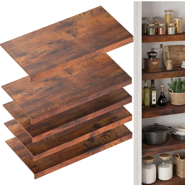 Main image of Wire Shelf Covers for Pantry, Premium Engineered Wood Shelf Covers for Wire Shelving, Wire Rack Covers for Closet, Laundry Room, Easy Assembly, Rustic Brown (5pcs, 24" W x 12" D), Patent Pending
