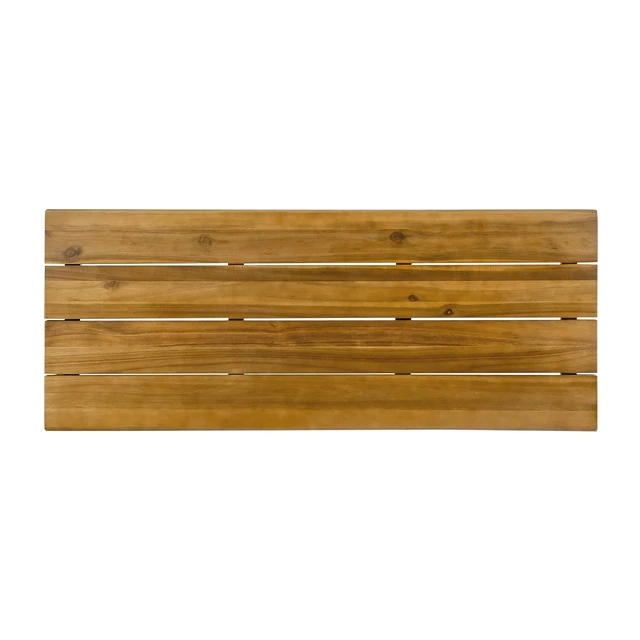 Alt view image 6 of 7 - Denali Ouotdoor Industrial Acacia Wood Bar Table with Iron Frame, Teak Finish / Rustic Metal