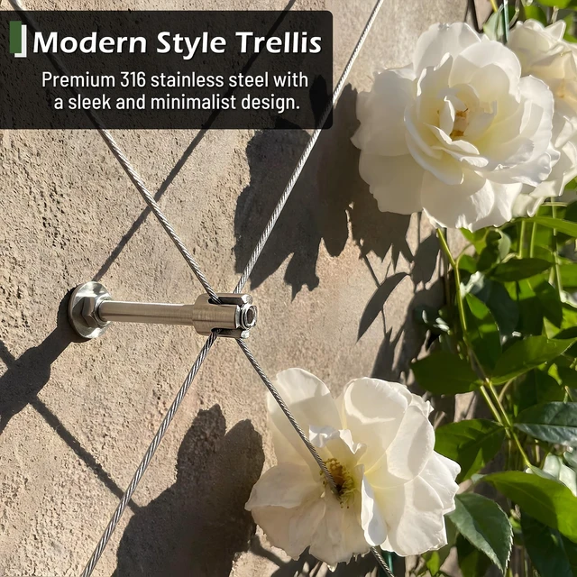 Alt view image 4 of 7 - Wire Trellis Kit, 30-Set 5/64(2mm) Crosshead Kit with 150ft Cable | T316 Marine Grade Stainless Steel, Wall-Mounted Cable Trellis for Climbing Plants Outdoor, Garden Fence Espalier System
