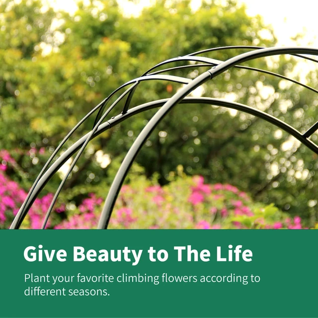 Alt view image 5 of 7 - Metal Garden Arbor Wedding Arch 95.3" H x 45" W, Heavy Duty Rustproof Iron Pergola Trellis for Climbing Plants Outdoor Garden Patio Pathway Lawn Ceremony Party Decoration