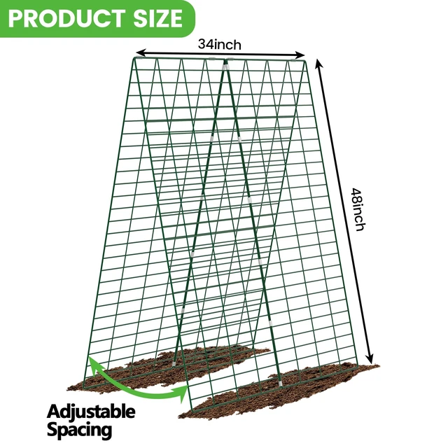 Alt view image 3 of 7 - Foldable Cucumber Trellis 48" L x 34" W - 3 Pack | A-Frame Trellis, Climbing Plants Support Raised Bed Trellis, with Twist Ties & Plant Bags for Outdoor Yards Gardens