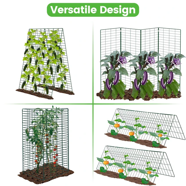 Alt view image 6 of 7 - Foldable Cucumber Trellis 48" L x 34" W - 3 Pack | A-Frame Trellis, Climbing Plants Support Raised Bed Trellis, with Twist Ties & Plant Bags for Outdoor Yards Gardens